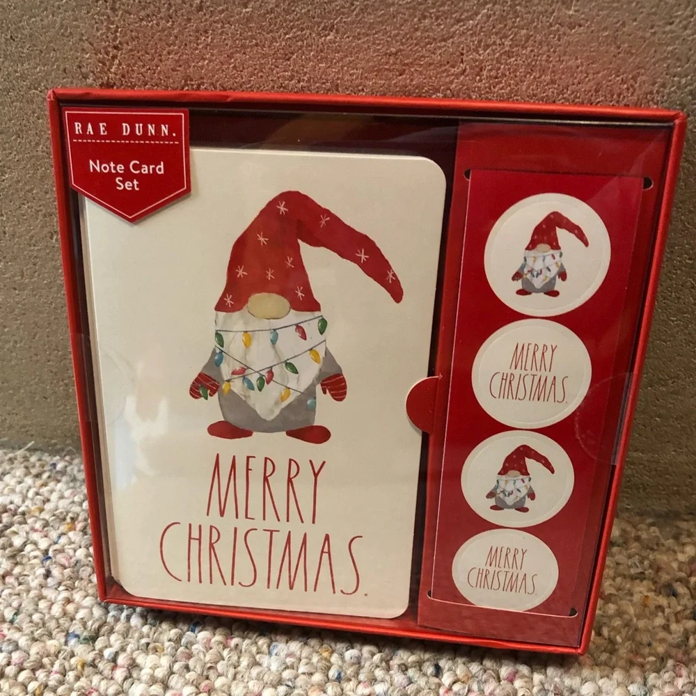🆕 Rae Dunn MERRY CHRISTMAS Gnome Note Card Set